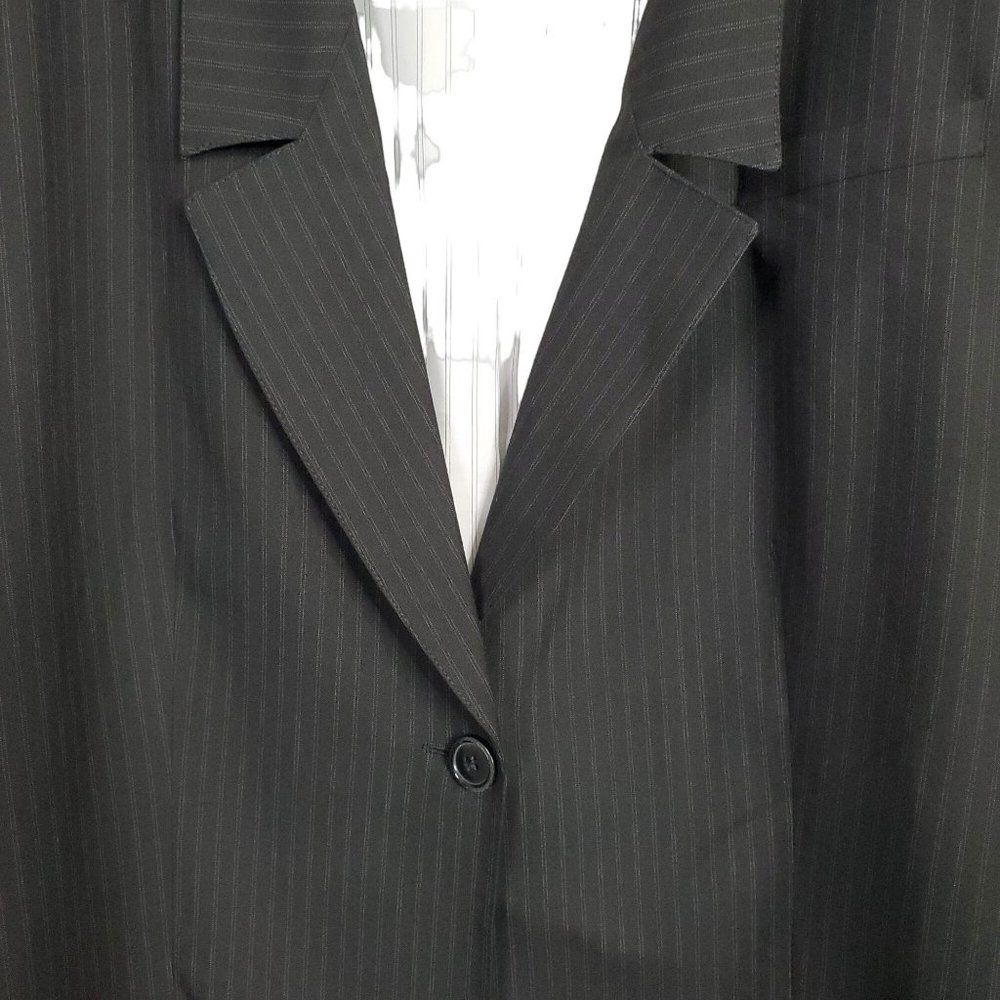 Chico's 3 Size XL Jacket Blazer Menswear Inspired Pinstripe Lined Pockets Black - Picture 7 of 9